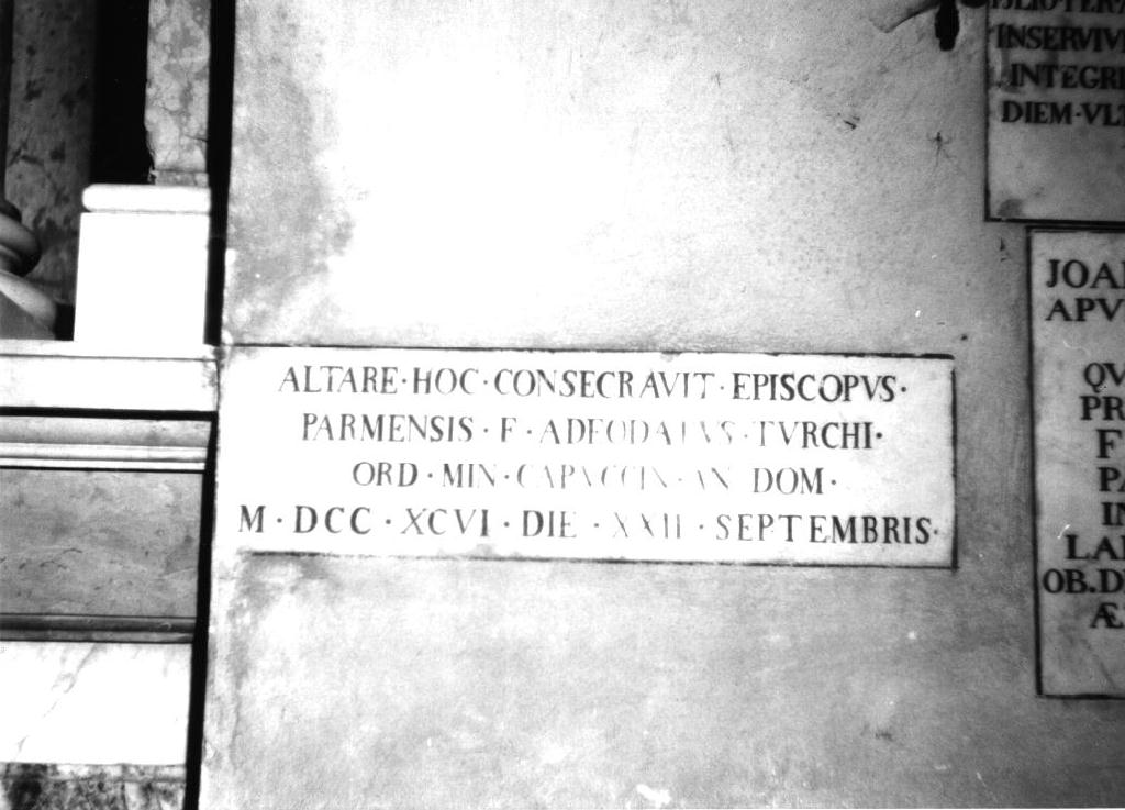 lapide commemorativa - ambito parmense (sec. XVIII)