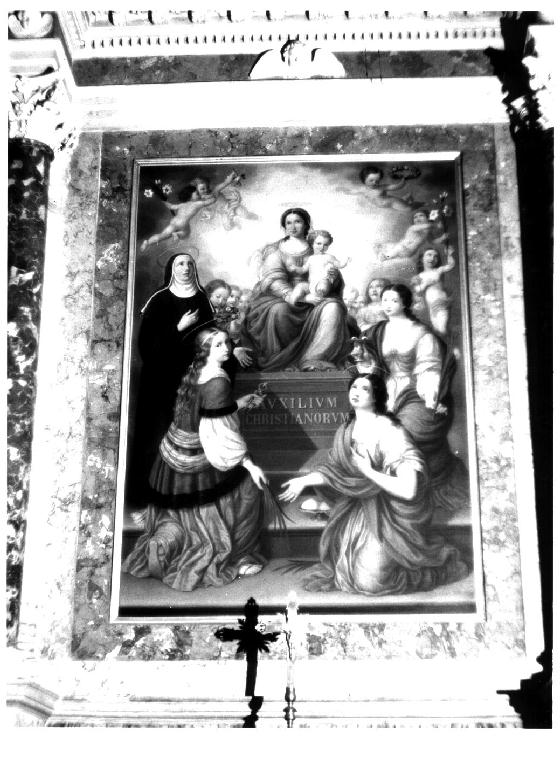 Madonna con Bambino e Sante Rita, Lucia, Apollonia, Agata (dipinto) di Rivara Francesco (sec. XIX)