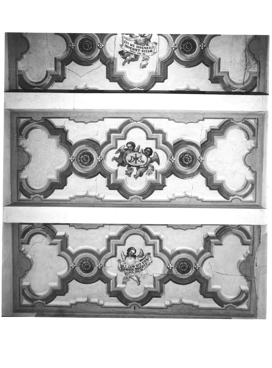 Trinità; Angeli reggicartiglio; Quadratura architettonica (decorazione pittorica, complesso decorativo) - ambito parmense (inizio sec. XIX)