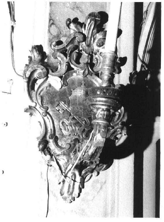 candeliere da parete di chiesa, serie - ambito parmense (seconda metà sec. XVIII)
