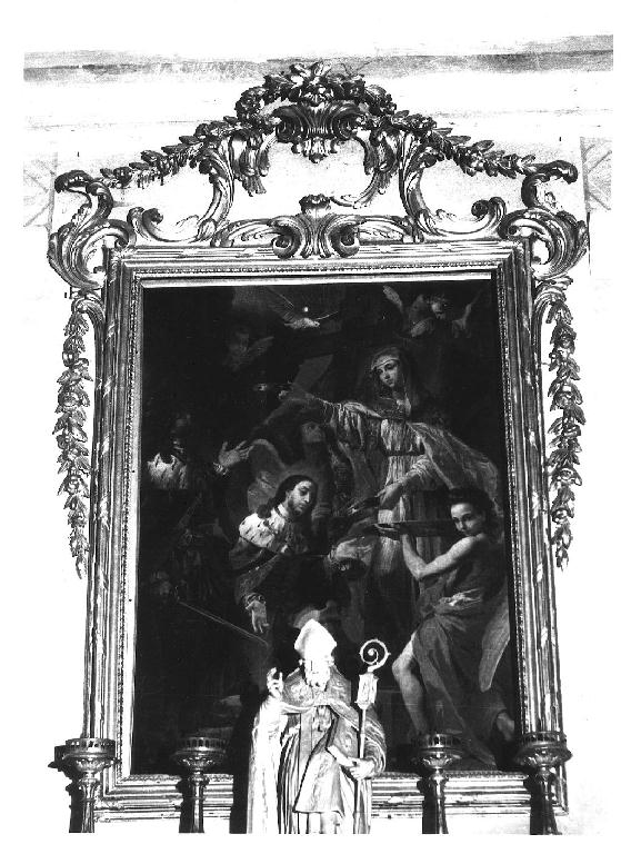 San Luigi IX di Francia e San Ferdinando di Castiglia incoronati dalla Fed (dipinto) di Ferrari Pietro Melchiorre (sec. XVIII)