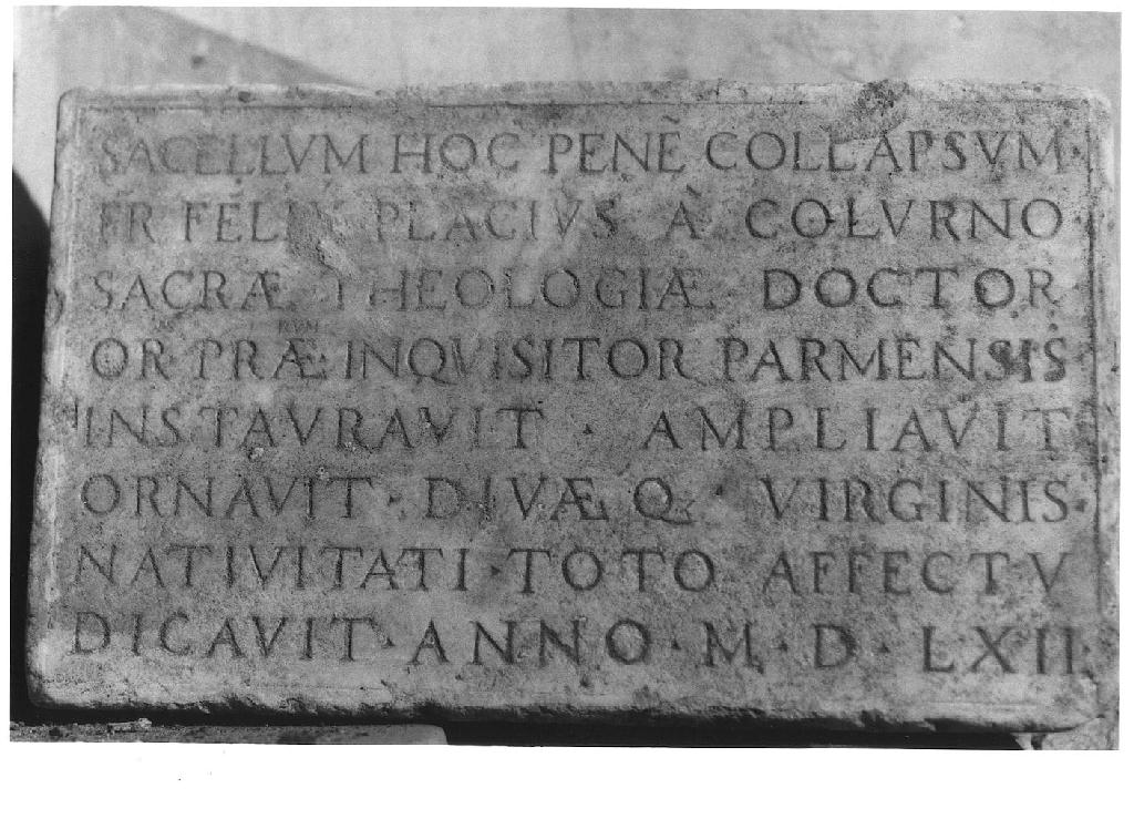 lapide commemorativa - ambito parmense (sec. XVI)