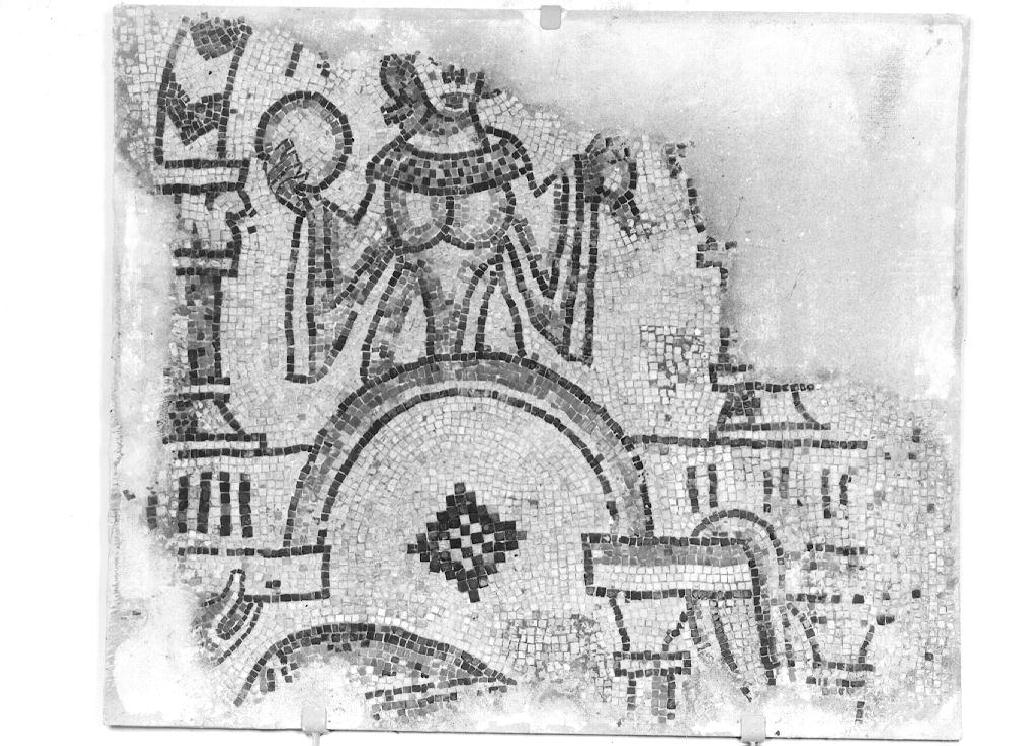 architettura con figura femminile (pavimento, frammento) - ambito lombardo (prima metà sec. XII)