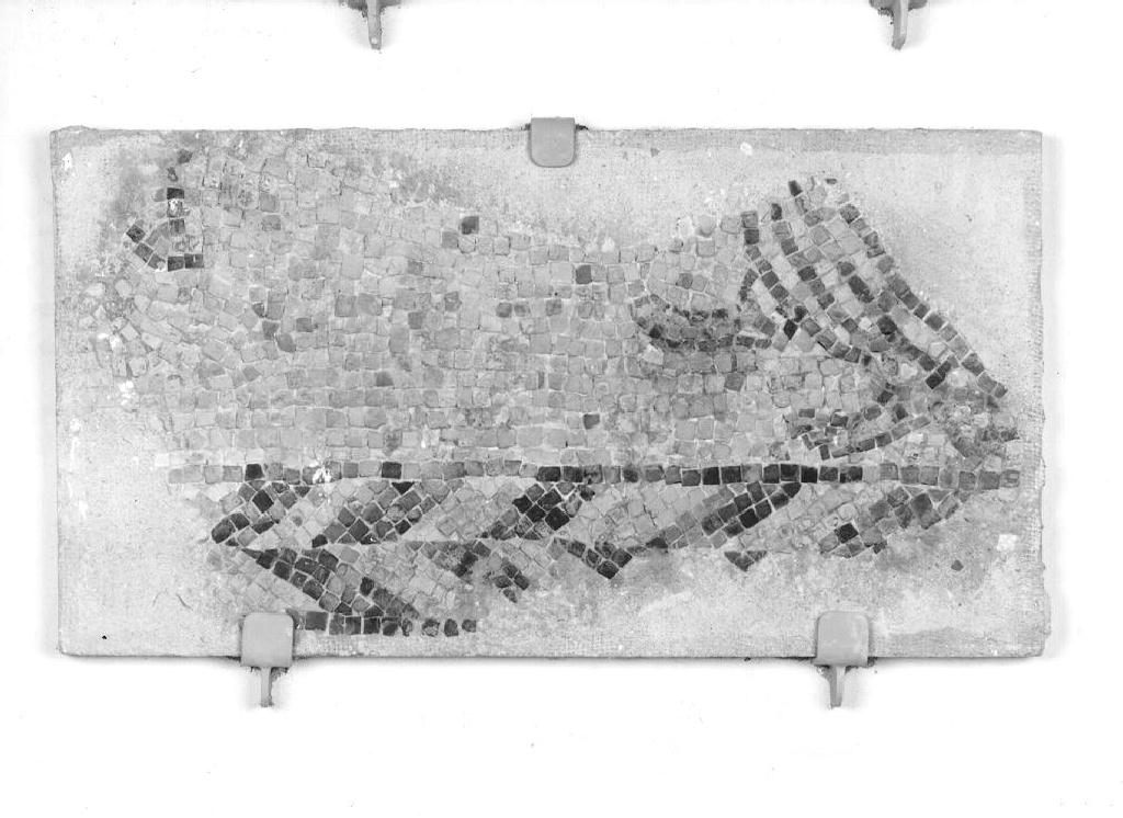 parte di bipede con motivo decorativo a spina di pesce (pavimento, frammento) - ambito lombardo (prima metà sec. XII)