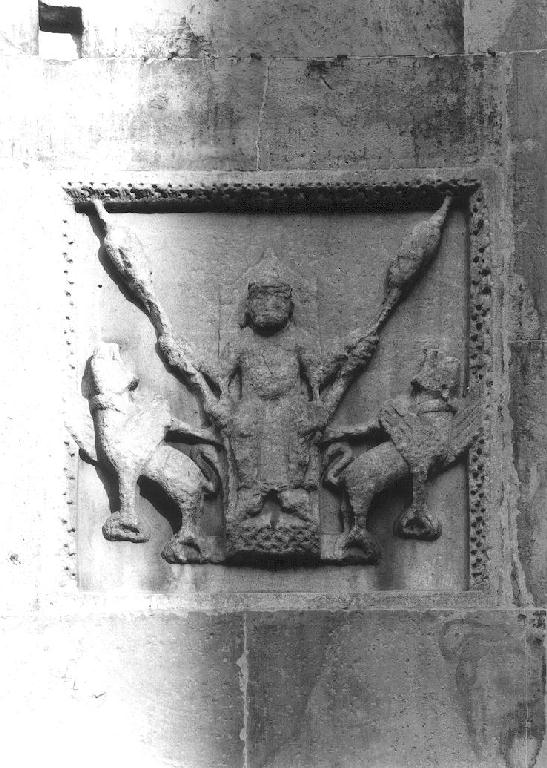 Berta che fila, figura femminile seduta (rilievo) - ambito emiliano (sec. XII)