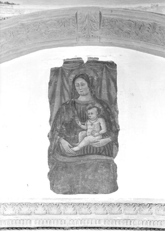 Madonna con Bambino (dipinto, frammento) di Bonazzi de Pizzamoli Giacomo (sec. XV)