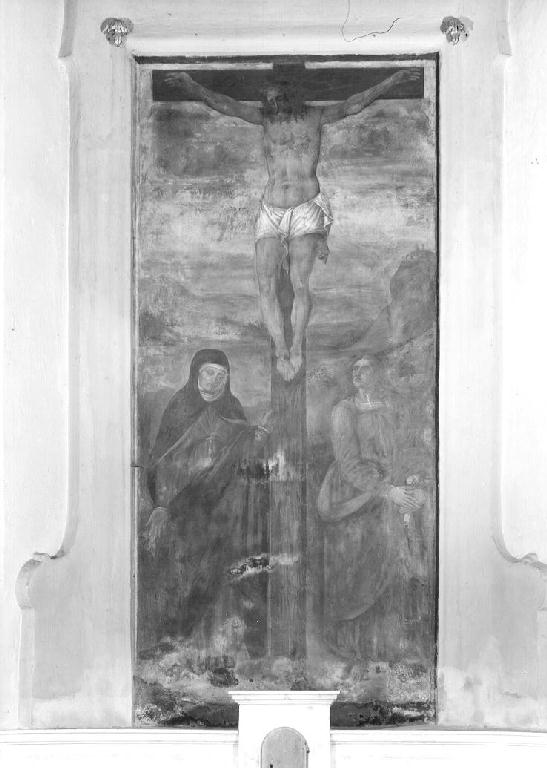 Crocifissione di Cristo con la Madonna e San Giovanni Battista (dipinto) - ambito lombardo (sec. XVI)