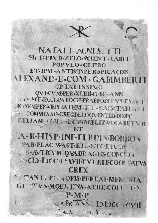 lapide commemorativa - ambito parmense (sec. XVIII)