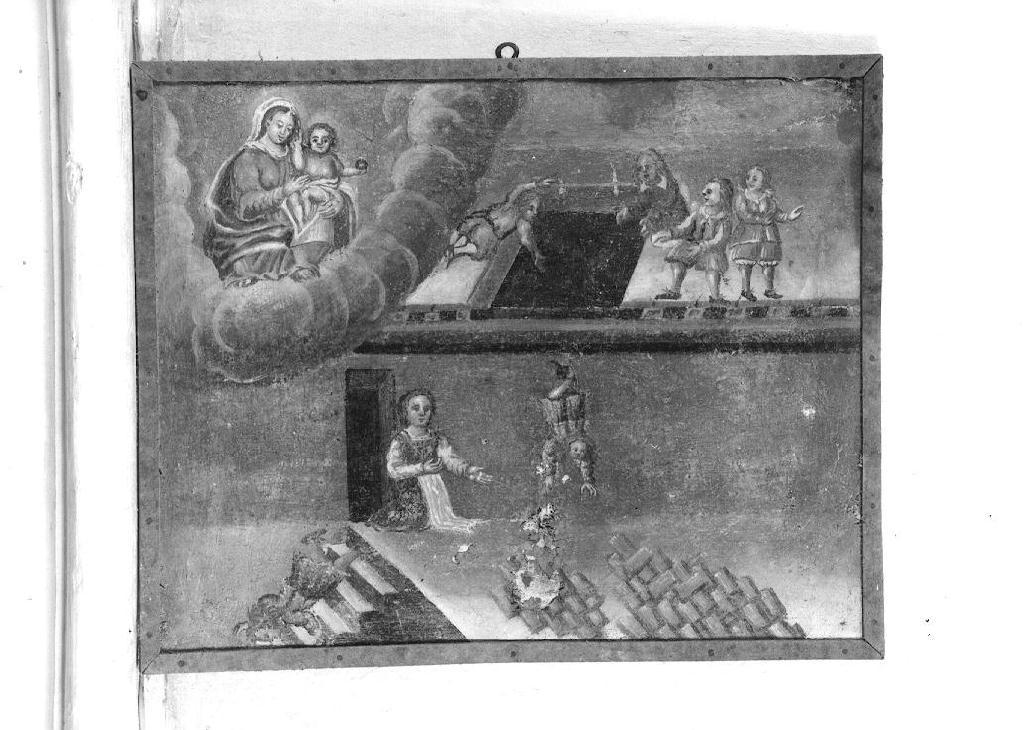 Madonna delle Grazie che salva una bambina caduta dal tetto (ex voto) - ambito fidentino (terzo quarto sec. XVII)