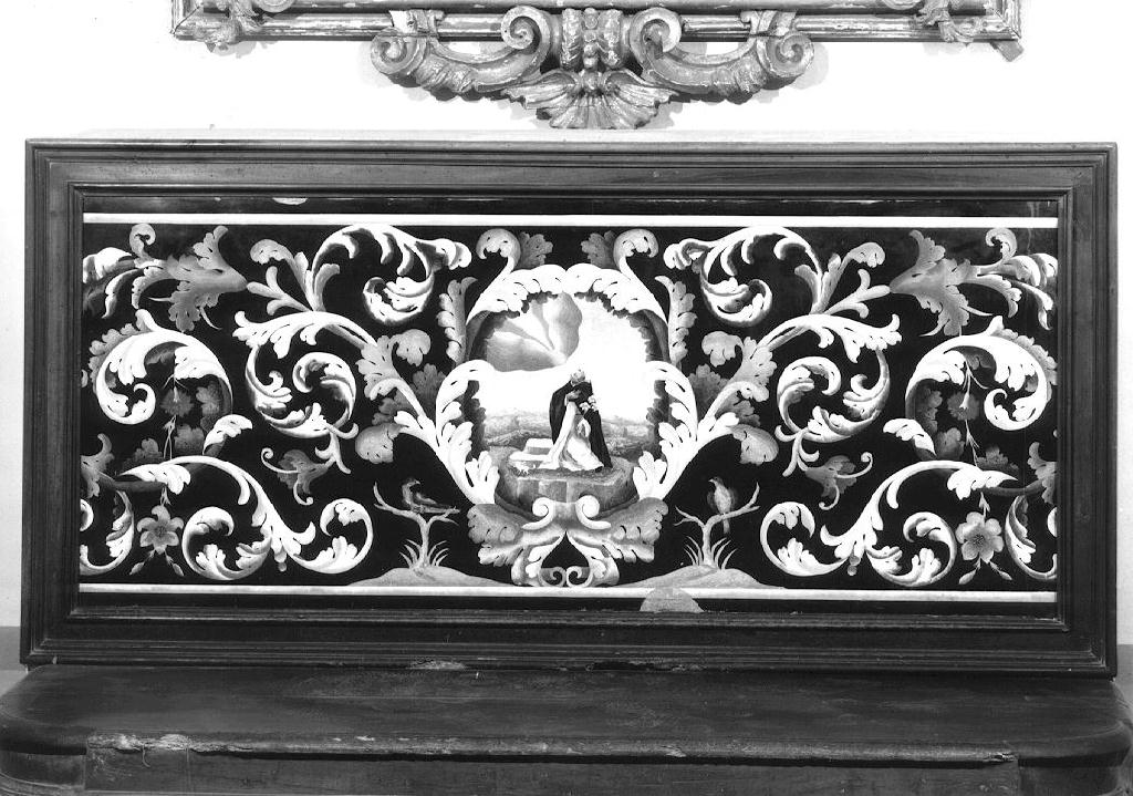 Motivi a girali vegetali con San Domenico (paliotto) di Pozzuoli Giovanni (attribuito) (inizio sec. XVIII)