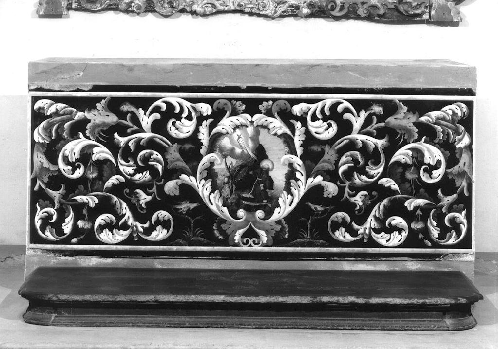 Motivi a girali vegetali con San Francesco d'Assisi che riceve le stimmate (paliotto) di Pozzuoli Giovanni (attribuito) (inizio sec. XVIII)