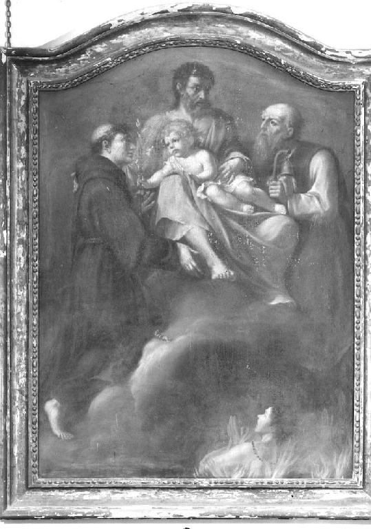 San Giuseppe con Gesù Bambino, Sant' Antonio da Padova, Sant'Antonio Abate e Anime del Purgatorio (dipinto) di Fornaroli Giuseppe (attribuito) (secc. XVIII/ XIX)