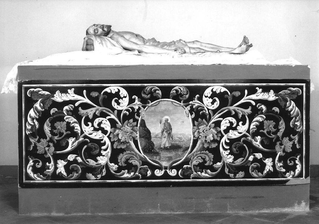 Motivi a girali vegetali e ovato con San Giuseppe (paliotto) di Pozzuoli Giovanni (attribuito) (inizio sec. XVIII)