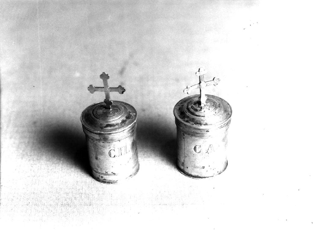 vasetti per oli santi, insieme - ambito parmense (sec. XVIII)