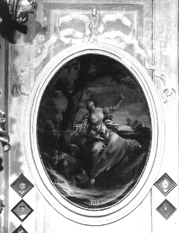 due donne soccorrono una terza ferita caduta da un albero (dipinto) di Rubini Pietro (sec. XVIII)