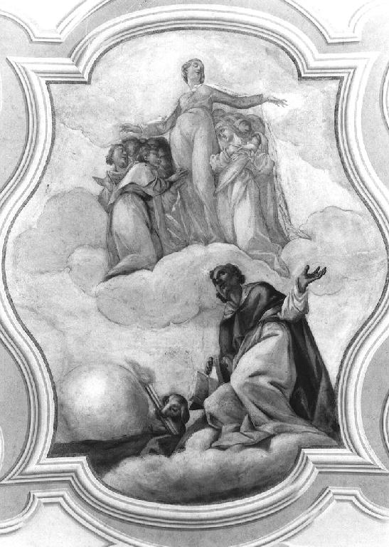 Madonna della Misericordia appare a San Domenico (dipinto) di Rubini Pietro (sec. XVIII)