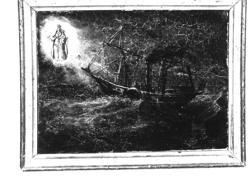 Madonna del Rosario appare ai marinai di una nave durante una tempesta (ex voto) - ambito parmense (sec. XIX)