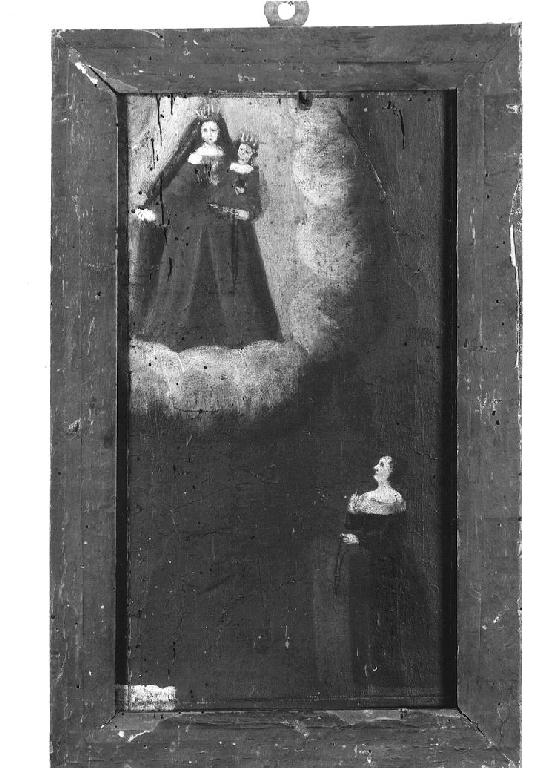 Madonna con Bambino appare a donna che prega (ex voto dipinto) - ambito parmense (sec. XVII)