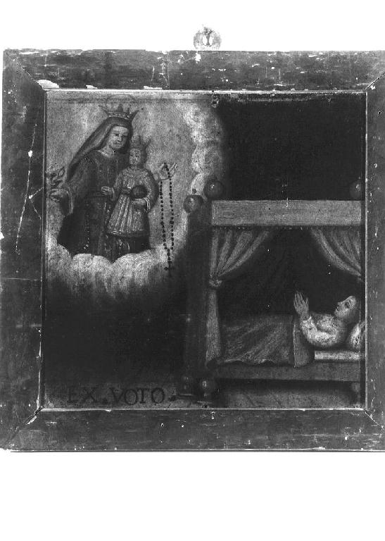 Madonna del Rosario appare a malato (ex voto dipinto) - ambito emiliano (sec. XVIII)