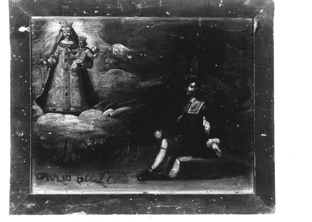 Madonna del Rosario appare a uomo in prigione (ex voto dipinto) - ambito emiliano (sec. XVII)