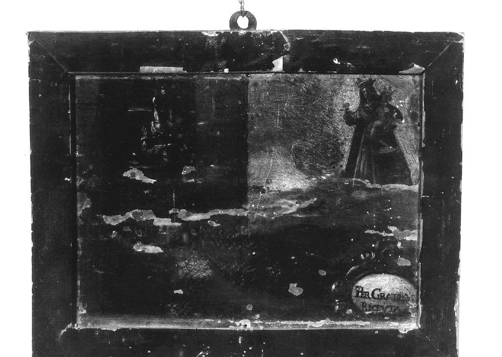 Madonna del Rosario appare a uomo che prega (ex voto dipinto) - ambito parmense (sec. XVII)