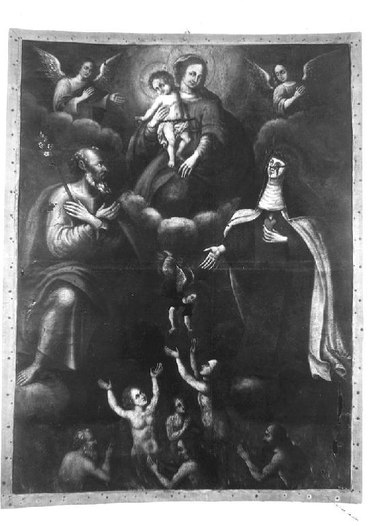 Madonna con Bambino, San Giuseppe, Santa Teresa e le anime purganti (dipinto) - ambito parmense (sec. XVII)
