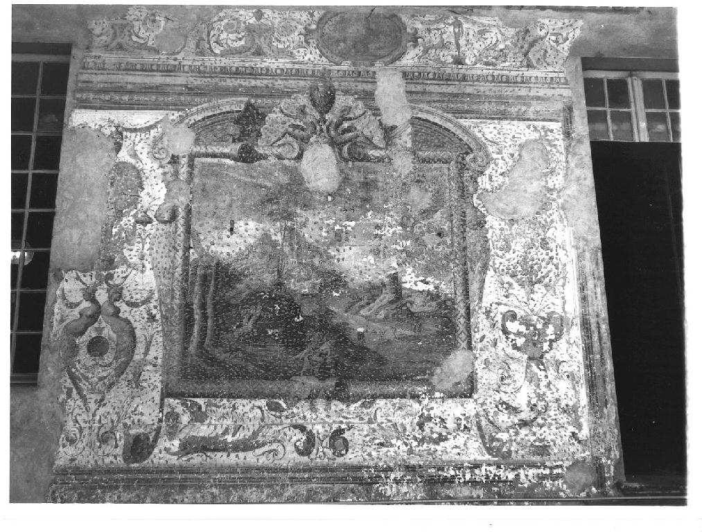 motivi decorativi a grottesche e paesaggi (dipinto, insieme) di Baglione Cesare (fine sec. XVI)