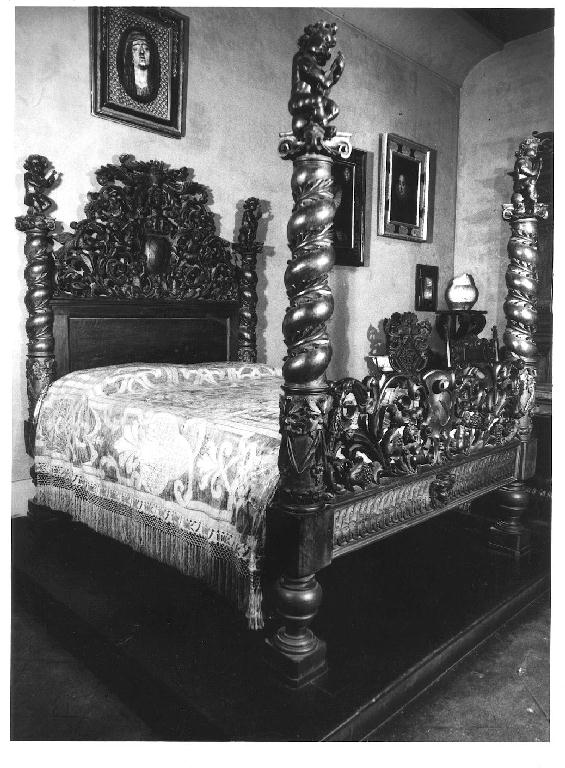letto - a colonne - ambito emiliano-lombardo (metà sec. XVII)