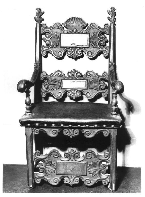 sedia - a braccioli - ambito parmense (ultimo quarto sec. XVII)