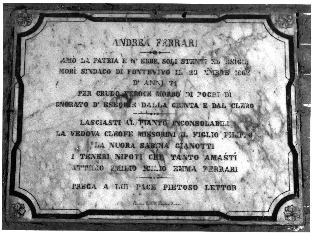 lapide tombale, opera isolata - ambito parmense (sec. XIX)