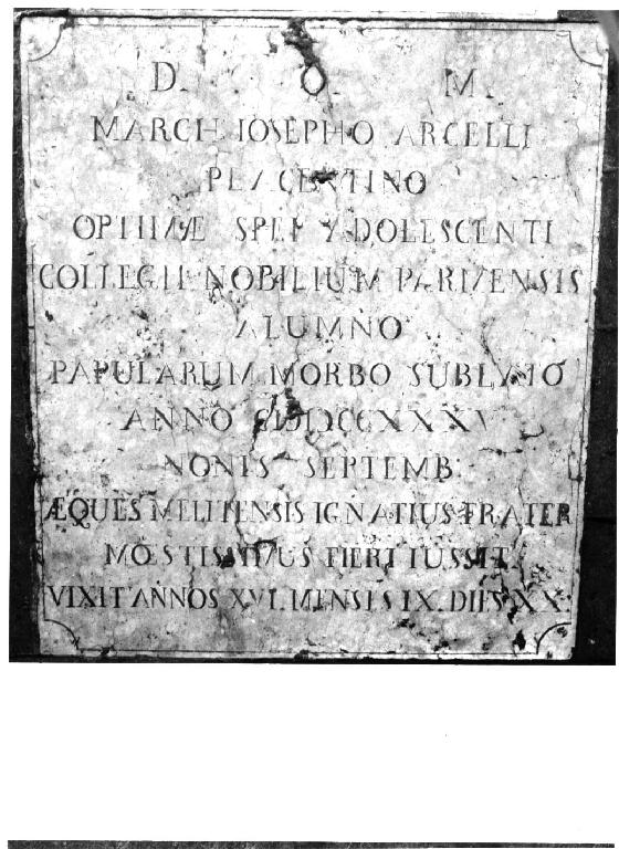 lapide tombale, opera isolata - ambito parmense (sec. XVIII)