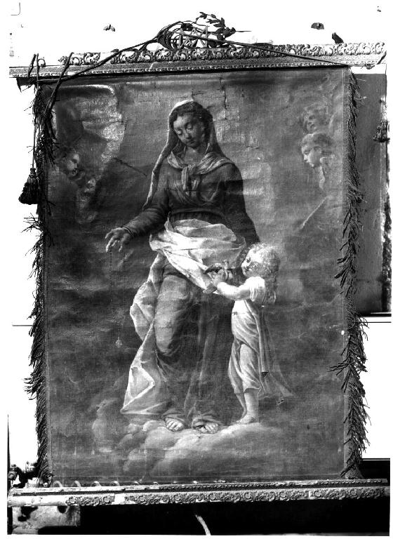 Madonna del popolo, Madonna del Rosario (stendardo processionale, opera isolata) - ambito parmense (sec. XVIII)