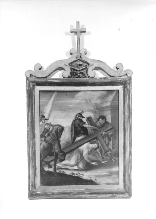 stazione III: Gesù cade sotto la croce la prima volta (dipinto, elemento d'insieme) - ambito parmense (sec. XVIII)