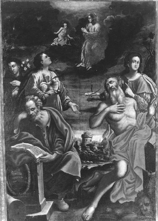 Madonna della Ghiara con Sant'Antonio, Sant'Agnese, San Giuseppe, San Girolamo e Santa Lucia, Madonna con Bambino con Sant'Antonio, Sant'Agnese, SanGiuseppe, San Girolamo e Santa Lucia (dipinto) - ambito emiliano (sec. XVII)