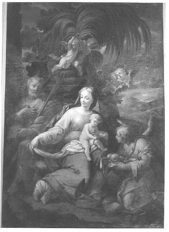 riposo nella fuga in Egitto (dipinto) - ambito parmense, ambito parmense (sec. XVIII)