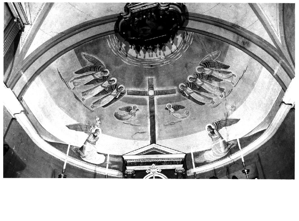 Angeli adoranti la croce (dipinto) di Moroni Giuseppe (sec. XX)