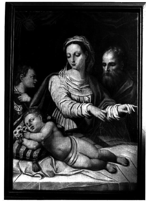 Sacra Famiglia e San Giovannino (dipinto) di Mainardi Andrea detto Chiaveghino (sec. XVI)