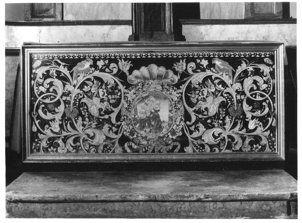 Sant'Antonio da Padova e motivi decorativi vegetali (paliotto - a pannello piano) - ambito carpigiano (fine/inizio secc. XVII/ XVIII)