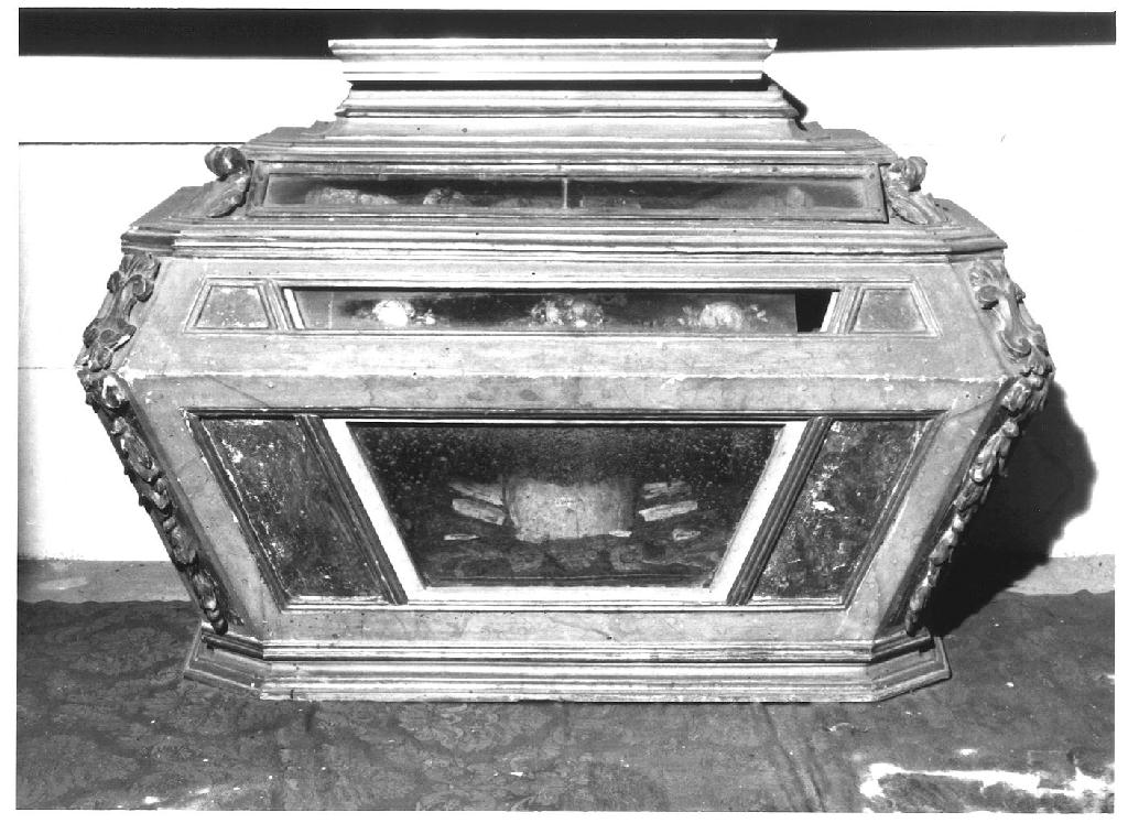 reliquiario a teca - a urna, opera isolata - ambito parmense (prima metà sec. XVIII)