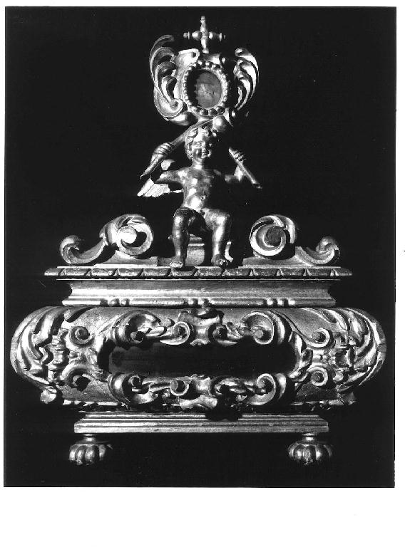 reliquiario a teca - a urna, serie - ambito parmense (prima metà sec. XVIII)