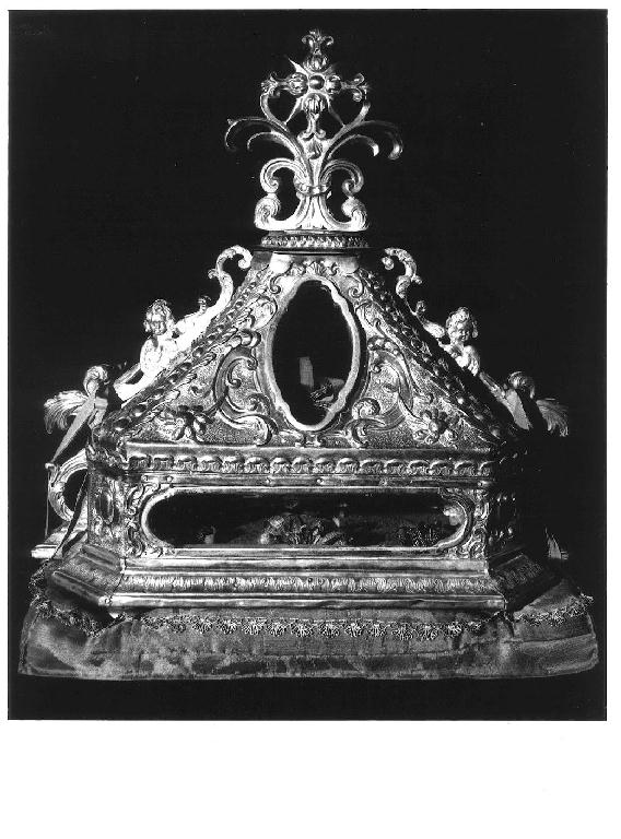 reliquiario a teca - a urna, opera isolata - ambito parmense (sec. XVII)