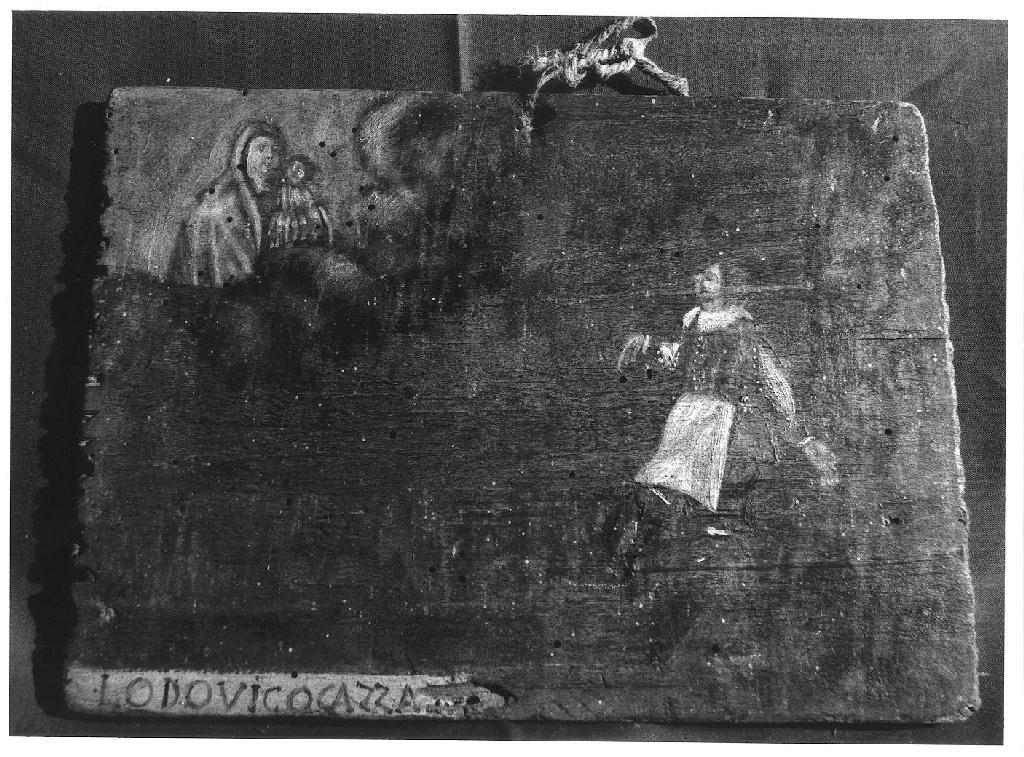 uomo in preghiera (ex voto dipinto, opera isolata) - ambito parmense (fine sec. XVII)