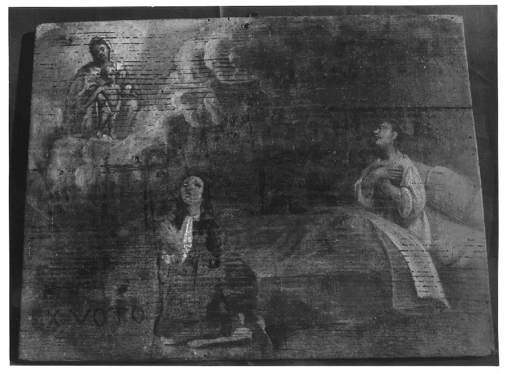 Donna malata e uomo in preghiera (ex voto dipinto, opera isolata) - ambito parmense (primo quarto sec. XVIII)
