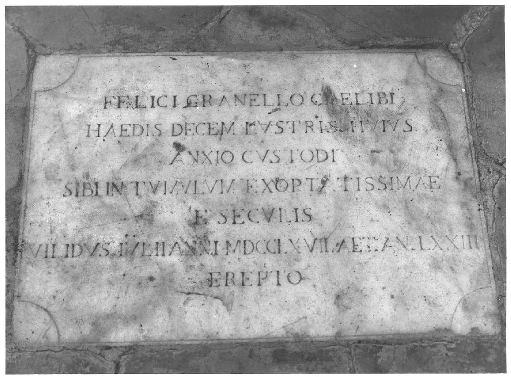 lapide commemorativa - ambito parmense (sec. XVIII)