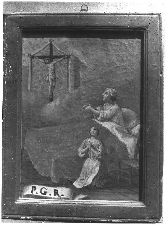 il Crocifisso appare ad un infermo (ex voto dipinto) - ambito parmense (sec. XIX)
