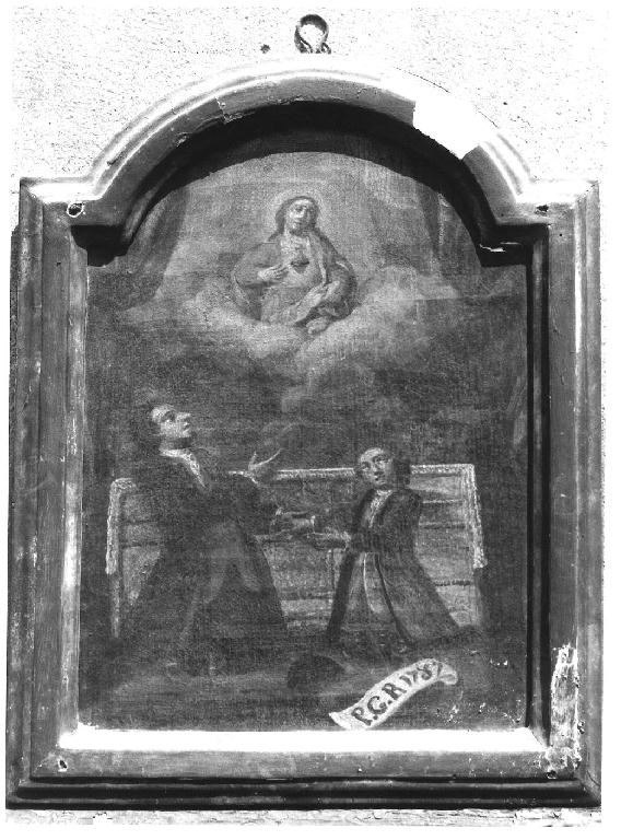 il Sacro Cuore appare ad un uomo e un ragazzo (ex voto dipinto) - ambito parmense (sec. XVIII)