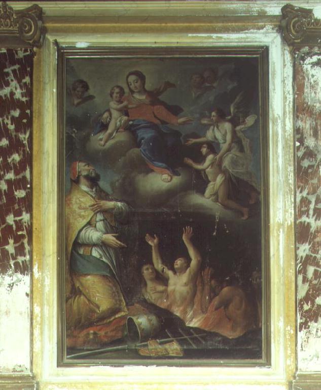 Madonna con Bambino e San Gregorio che intercede per le anime purganti (dipinto) - ambito parmense (sec. XVIII)