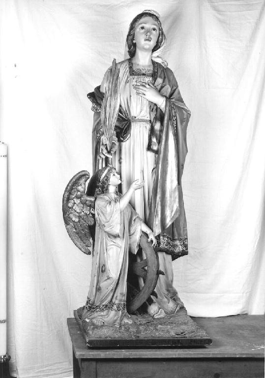 Santa Caterina e un angelo (gruppo scultoreo) - ambito altoatesino (prima metà sec. XX)