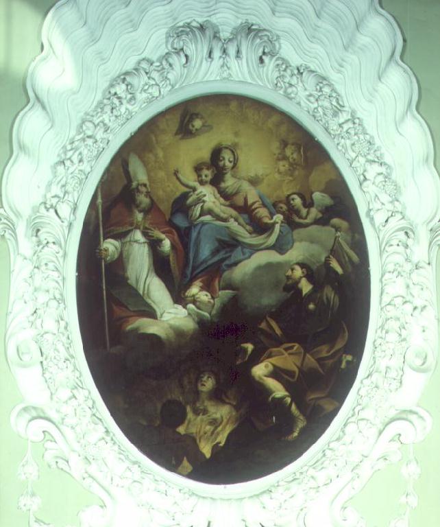 Madonna con Bambino, San Rocco, Sant'Ilario e quattro anime del purgatorio (dipinto) di Bolla Giovanni (sec. XVII)