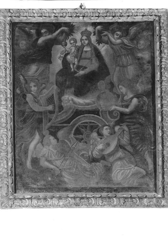 Maria Vergine sul carro trionfale e angeli musicanti (dipinto) - ambito parmense (seconda metà sec. XVII)